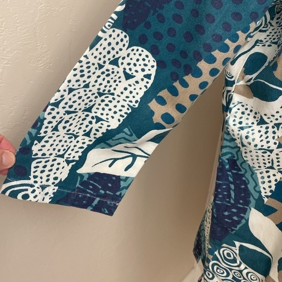 Hot Cotton Tunic blouse Top Womens M Button Down Rayon/Cotton Lagenlook tropical - Picture 4 of 9